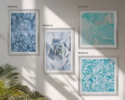 Multi-piece wall decor set featuring a winter forest and blue flower design