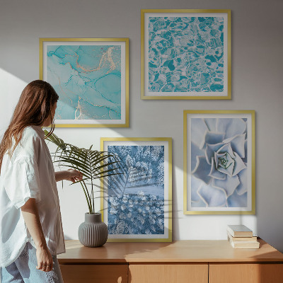 Multi-piece wall decor set Winter Forest Blue Flower