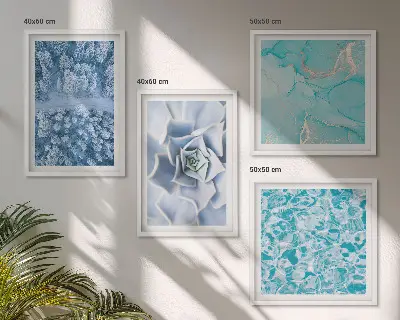 Multi-piece wall decor set featuring a winter forest and blue flower design
