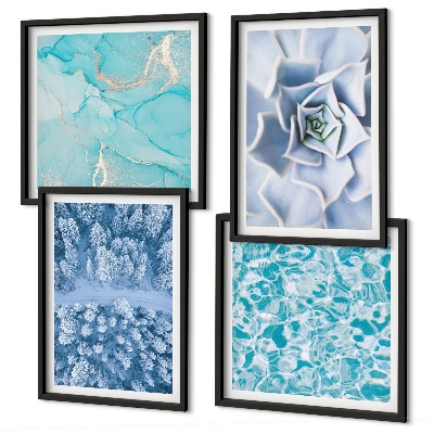 Multi-piece wall decor set Winter Forest Blue Flower