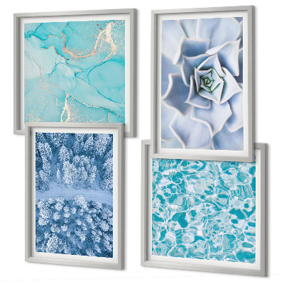 Multi-piece wall decor set Winter Forest Blue Flower
