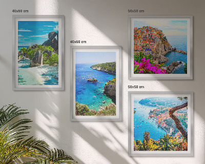 Wall art set Seaside palm trees blue water