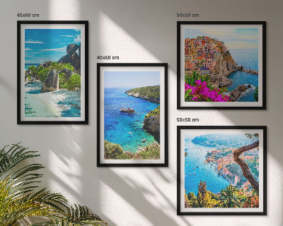 Wall art set Seaside palm trees blue water