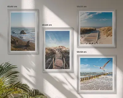 Beach waves sky pier wall art set of 4 pieces