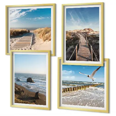 Beach waves sky pier wall art set of 4 pieces