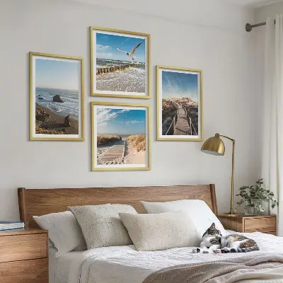 Beach waves sky pier wall art set of 4 pieces