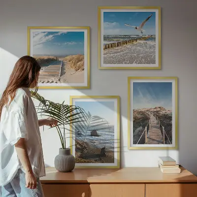 Beach waves sky pier wall art set of 4 pieces