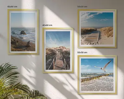 Beach waves sky pier wall art set of 4 pieces