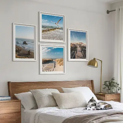 Beach waves sky pier wall art set of 4 pieces