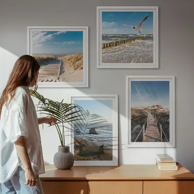 Beach waves sky pier wall art set of 4 pieces