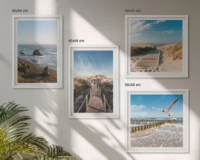 Beach waves sky pier wall art set of 4 pieces