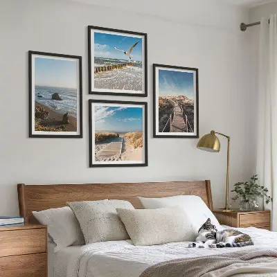 Beach waves sky pier wall art set of 4 pieces