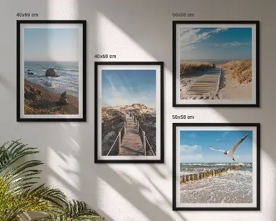Beach waves sky pier wall art set of 4 pieces