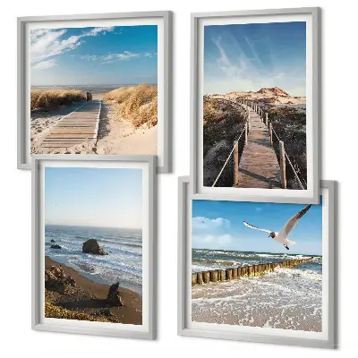 Beach waves sky pier wall art set of 4 pieces