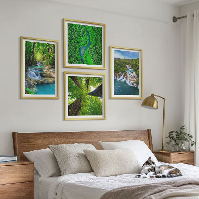 Multi-piece wall decor set Waterfalls green forest water