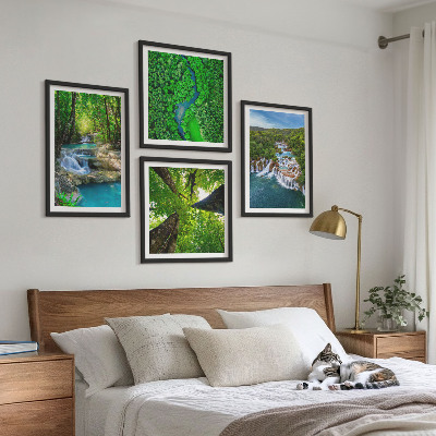 Multi-piece wall decor set Waterfalls green forest water