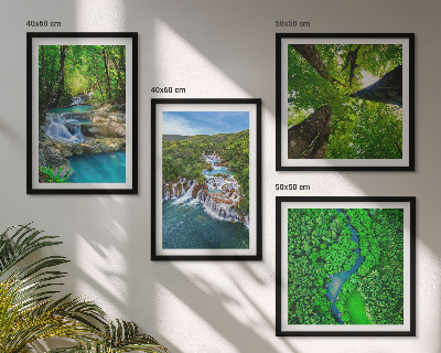 Multi-piece wall decor set Waterfalls green forest water
