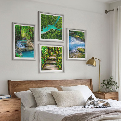 Set of 4 wall art pieces Green forests, crystalline waters