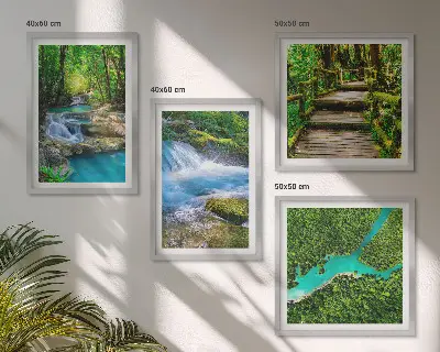 Set of 4 wall art pieces green forests and crystalline waters