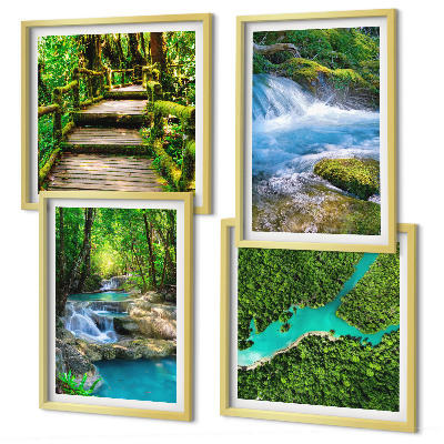 Set of 4 wall art pieces Green forests, crystalline waters