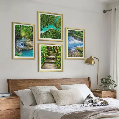 Set of 4 wall art pieces green forests and crystalline waters