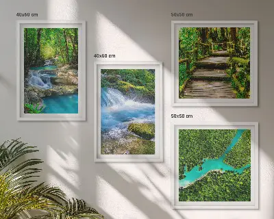 Set of 4 wall art pieces green forests and crystalline waters