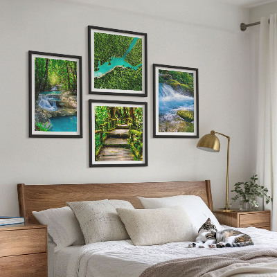 Set of 4 wall art pieces Green forests, crystalline waters