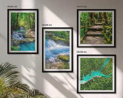 Set of 4 wall art pieces Green forests, crystalline waters