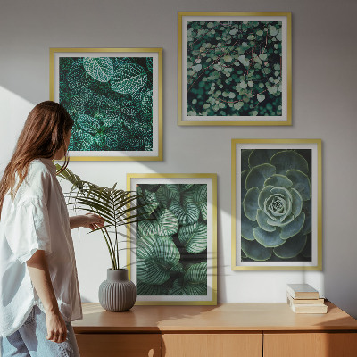 Multi-piece wall decor set Green leaves of stylish succulents