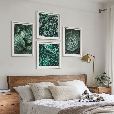 Multi-piece wall decor set Green leaves of stylish succulents