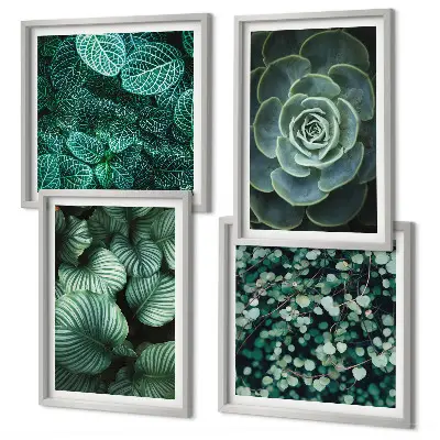 Multi-piece wall decor set with green succulent leaf prints