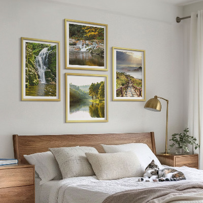 Wall art set Waterfalls mountains clouds autumn