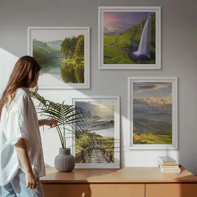 Mountain landscapes waterfall wall art set of 4 pieces