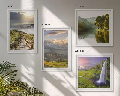 Mountain landscapes waterfall wall art set of 4 pieces