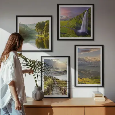 Mountain landscapes waterfall wall art set of 4 pieces