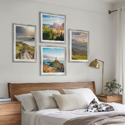 Multi-piece wall decor set Mountain flowers sky path