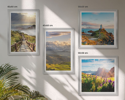 Multi-piece wall decor set Mountain flowers sky path
