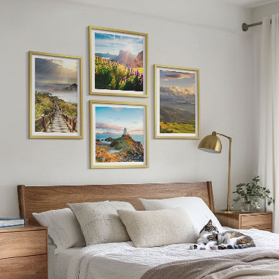 Multi-piece wall decor set Mountain flowers sky path