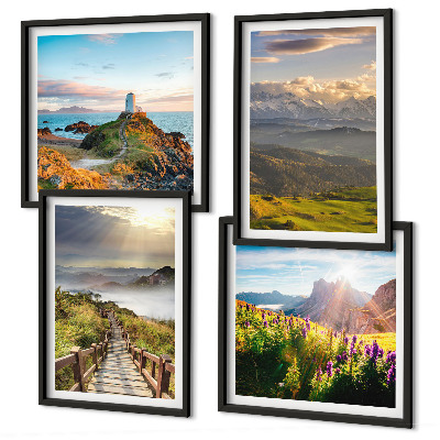 Multi-piece wall decor set Mountain flowers sky path