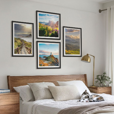 Multi-piece wall decor set Mountain flowers sky path