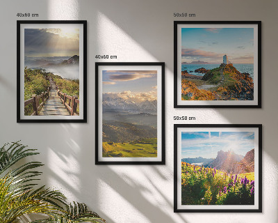 Multi-piece wall decor set Mountain flowers sky path