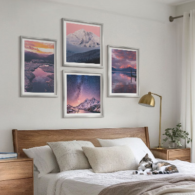 Set of 4 wall art pieces Mountains, water, beautiful landscapes