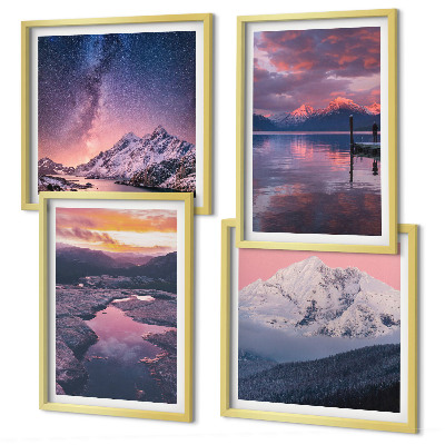 Set of 4 wall art pieces Mountains, water, beautiful landscapes