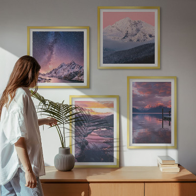 Set of 4 wall art pieces Mountains, water, beautiful landscapes