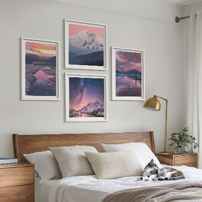 Set of 4 wall art pieces Mountains, water, beautiful landscapes