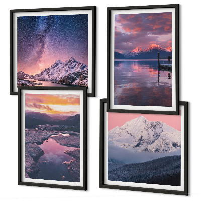 Set of 4 wall art pieces Mountains, water, beautiful landscapes
