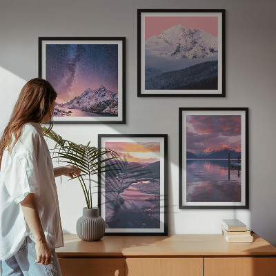 Set of 4 wall art pieces Mountains, water, beautiful landscapes