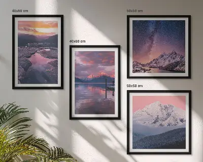 Set of 4 wall art pieces featuring beautiful mountain and water landscapes