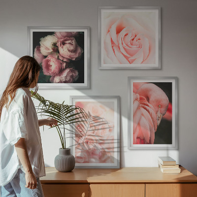 Multi-piece wall decor set Pastel pink flamingos
