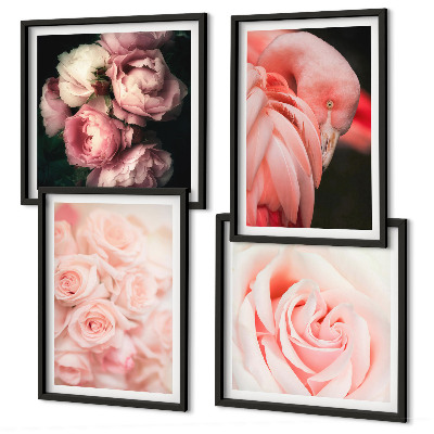 Multi-piece wall decor set Pastel pink flamingos